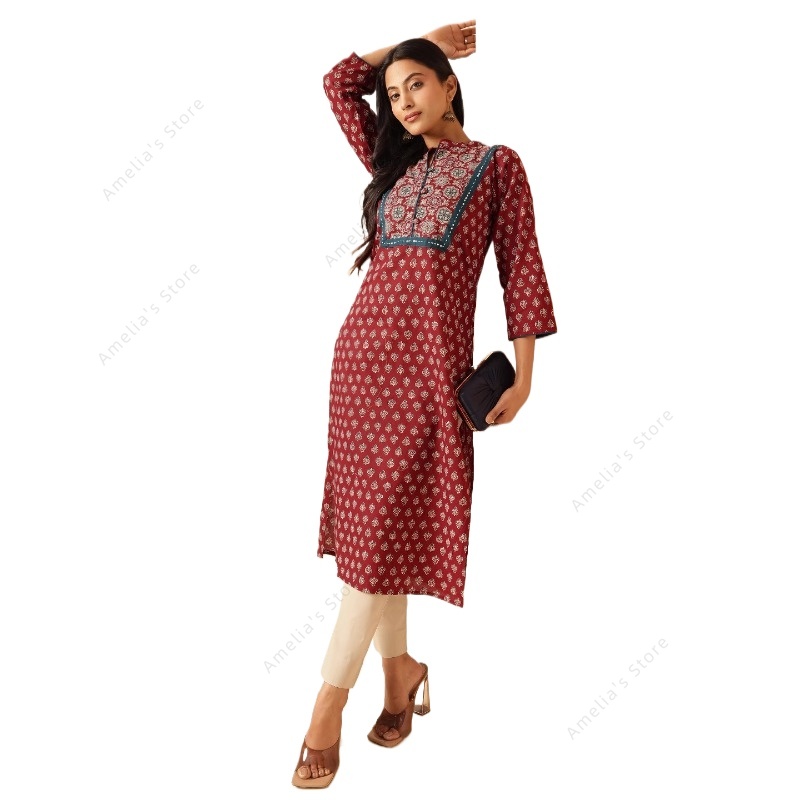 Summer Clothing Pakistan - Robe longue Kurti indienne pour femme,