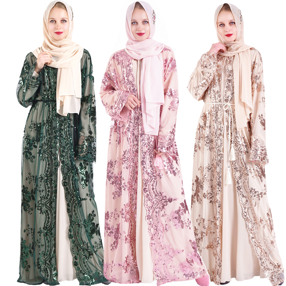 Summer Clothing Pakistan - Abaya-Robe de ramadan en polyester pour