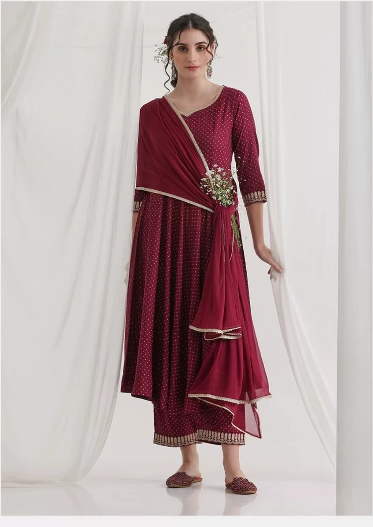 Ensemble Kurta ethnique marron - Summer Clothing Pakistan avis et prix