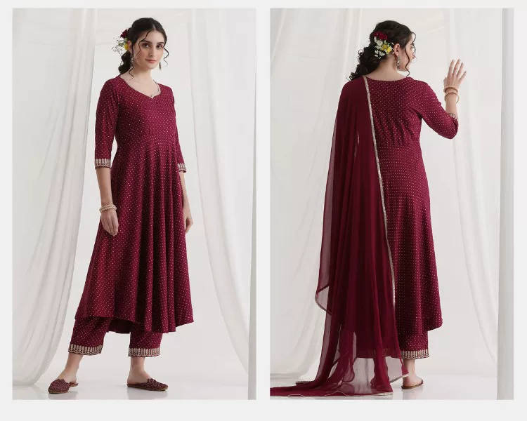 Ensemble Kurta ethnique marron - Summer Clothing Pakistan avis et prix